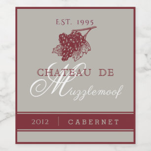 Etiqueta Para Botella De Vino Elegante Borgoña y Plata