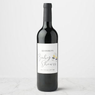 Etiqueta Para Botella De Vino Elegante Bow Champagne Sip y Ver Baby Shower