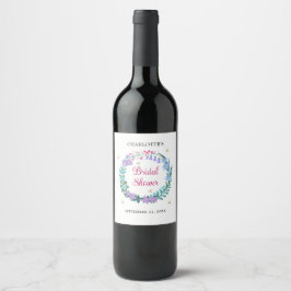 Etiqueta Para Botella De Vino Elegante Bridal Shower Floral Flores Silvestres Ga