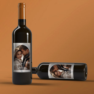 Etiqueta Para Botella De Vino Elegante caligrafía de arco fotográfico simple de 