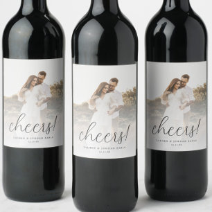 Etiqueta Para Botella De Vino Elegante caligrafía foto a favor de la boda
