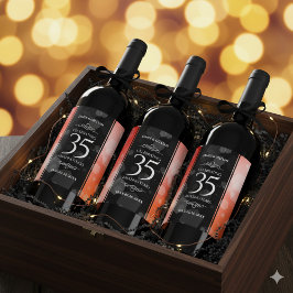 Etiqueta Para Botella De Vino Elegante celebración del 35° aniversario del Boda 