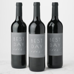 Etiqueta Para Botella De Vino Elegante Celebración Minimalista Gris