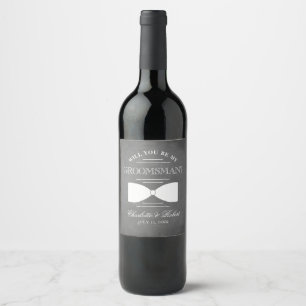 Etiqueta Para Botella De Vino Elegante Chalkboard Groomsman Bow Tie