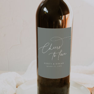 Etiqueta Para Botella De Vino Elegante Charm Dark Sage Boda Vinos Labores