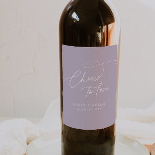 Etiqueta Para Botella De Vino Elegante Charm Lavender Boda púrpura Vino Labores
