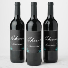 Etiqueta Para Botella De Vino Elegante Cheers Nombre Negro