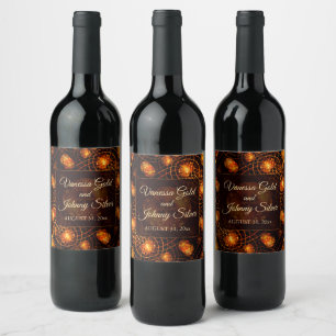 Etiqueta Para Botella De Vino Elegante Clásico Boho Moderno Dorado #901 Boda