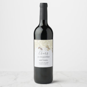 Etiqueta Para Botella De Vino Elegante color de agua blanco roza verde oliva