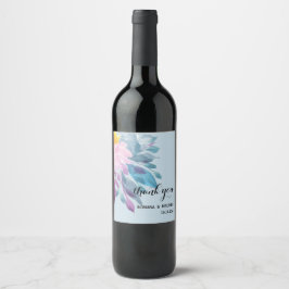 Etiqueta Para Botella De Vino Elegante color de agua rosa morado azul dahlia
