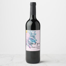 Etiqueta Para Botella De Vino Elegante color de agua rosa morado azul dahlia