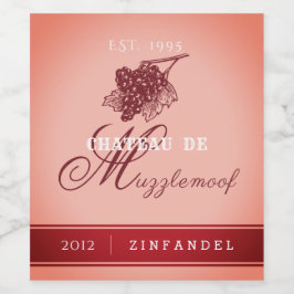 Etiqueta Para Botella De Vino Elegante color Zinfandel Blanco Personalizado