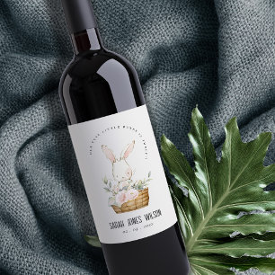 Etiqueta Para Botella De Vino Elegante Conejo Aburrido En Aniversario De Los Niñ