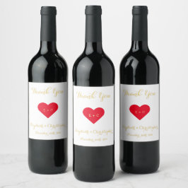 Etiqueta Para Botella De Vino Elegante Corazón de Compromiso de Boda con Letra F