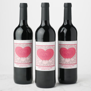 Etiqueta Para Botella De Vino Elegante corazón rosa Feliz Día de San Valentín el