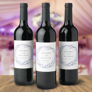 Etiqueta Para Botella De Vino Elegante Corona de Lavanda Morada con Acuarela par