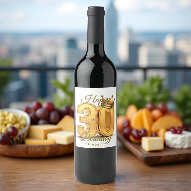 Etiqueta Para Botella De Vino Elegante Corona Real de Oro, 30 años (Subido por el creador)