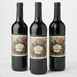 Etiqueta Para Botella De Vino Elegante Cottagecore Jardín Botánico Nombre y Año