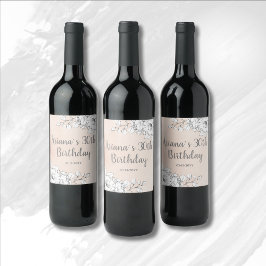 Etiqueta Para Botella De Vino Elegante Cumpleaños Floral Rosa Blush Chic