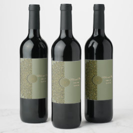 Etiqueta Para Botella De Vino Elegante de estilo moderno Sage verde y oro clásic