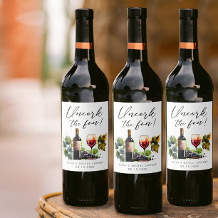 Etiqueta Para Botella De Vino Elegante Descork La Ducha De Novias De Vino Divert