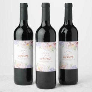 Etiqueta Para Botella De Vino Elegante Día de la Madre Floral Personalizado