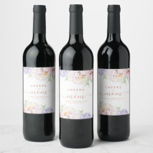 Etiqueta Para Botella De Vino Elegante Día de las Madres Florales