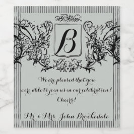 Etiqueta Para Botella De Vino Elegante diseño de monograma vintage