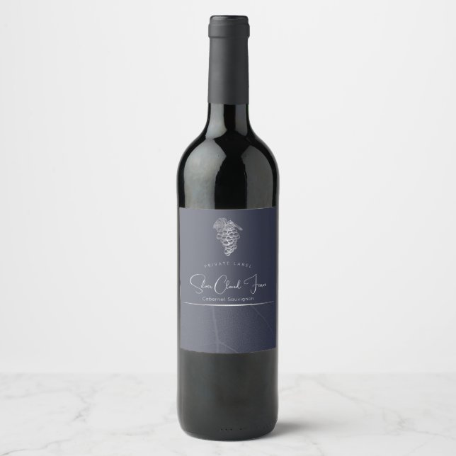 Etiqueta Para Botella De Vino Elegante Diseño Grapevino (Anverso)