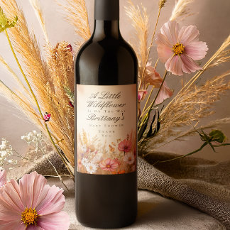 Etiqueta Para Botella De Vino Elegante ducha de bebé de pradera de otoño silvest