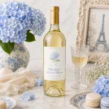 Elegante ducha de novia con hortensias azules