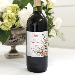 Etiqueta Para Botella De Vino Elegante ducha de novia floral