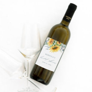 Etiqueta Para Botella De Vino Elegante ducha nupcial de girasol