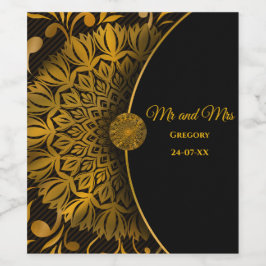 Etiqueta Para Botella De Vino Elegante elegante mandala étnica ornamental negro