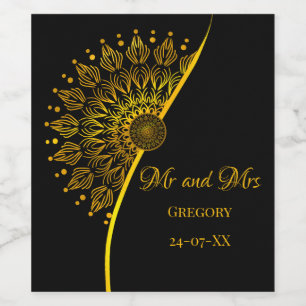 Etiqueta Para Botella De Vino Elegante elegante mandala étnica ornamental negro