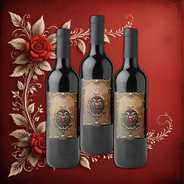 Etiqueta Para Botella De Vino Elegante emblema de lujo del corazón.