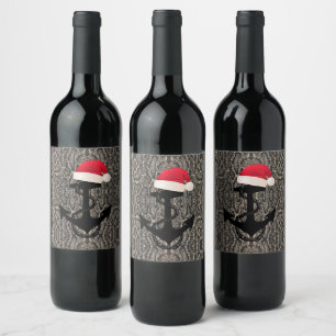 Etiqueta Para Botella De Vino elegante estampado de piel de serpiente + ANCLA
