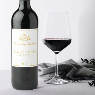 Etiqueta Para Botella De Vino Elegante etiqueta blanca de vino con monograma vin