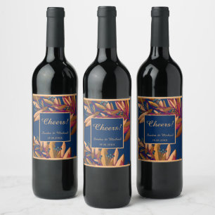 Etiqueta Para Botella De Vino Elegante etiqueta de boda de arándanos azules