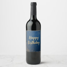 Elegante etiqueta de cumpleaños azul oscuro y fals