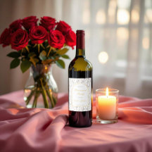 Elegante etiqueta de vino con arco floral para fie
