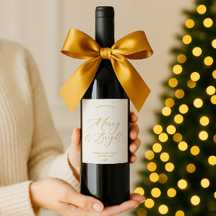 Etiqueta Para Botella De Vino Elegante etiqueta de vino de Navidad “Merry & Brig
