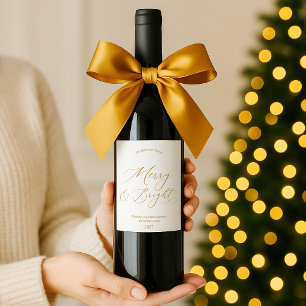 Etiqueta Para Botella De Vino Elegante etiqueta de vino “Merry & Bright” de Navi
