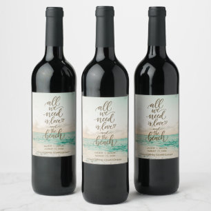 Etiqueta Para Botella De Vino Elegante etiqueta de vino para boda en la playa Am