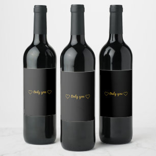 Etiqueta Para Botella De Vino Elegante etiqueta de vino romántico de negro y dor