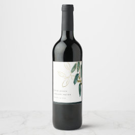 ETIQUETA PARA BOTELLA DE VINO ELEGANTE EUCALYPTUS BODA DE FOLLETO DE ORO VERDE