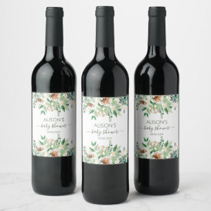 Etiqueta Para Botella De Vino Elegante Eucalyptus Greenery Baby Shower