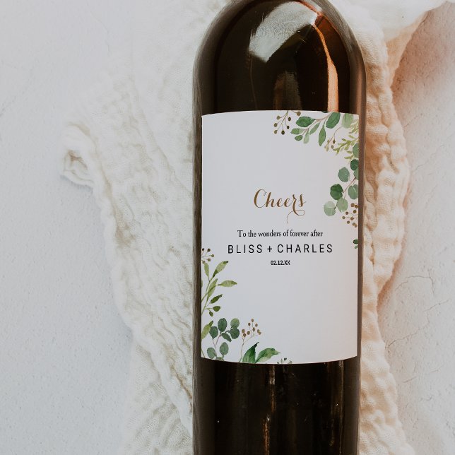 Etiqueta Para Botella De Vino Elegante Eucalyptus Greenery Boda Vino (Subido por el creador)