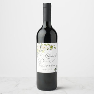 Etiqueta Para Botella De Vino Elegante Eucalyptus White Roses Ensayo Cena