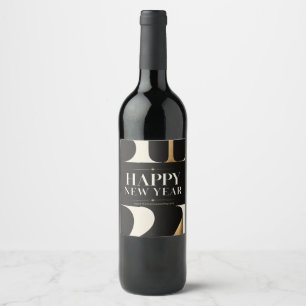 Etiqueta Para Botella De Vino Elegante felicitación de Año Nuevo con estilo mode